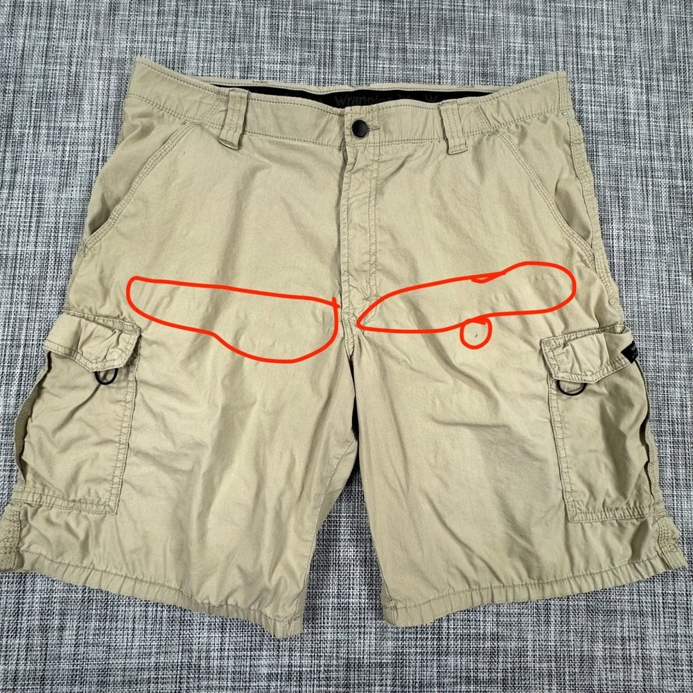 Lot of 2 Wrangler Men's 38 Khaki Cargo Shorts Stretch Outdoor Utility Hiking